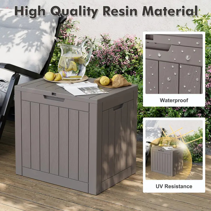 35 Gallon Waterproof Outdoor Deck Box with Locking Hole – Resin Organizer Storage Box with Side Handles – Patio, Garden, Backyard Storage Bin, Cabinet & Rack – Easy to Move, Weather-Resistant Outdoor Storage Solution
