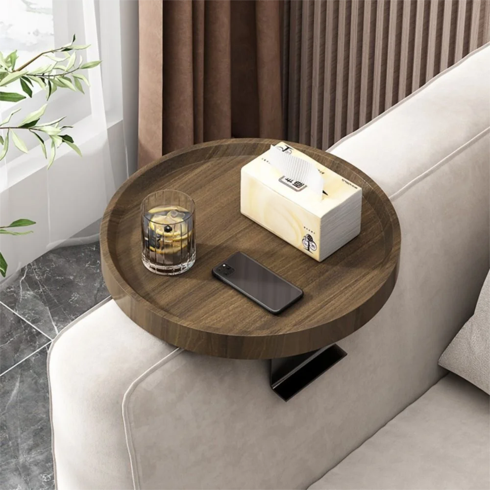 Arm Tray for Couch Armrest – Bamboo Clip-On Sofa Tray Table for Snacks, Drinks, Remote | Folding Breakfast Lap Tray for Living Room & Home